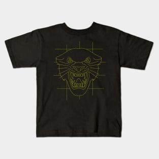 Panther head face drawing in yellow Kids T-Shirt